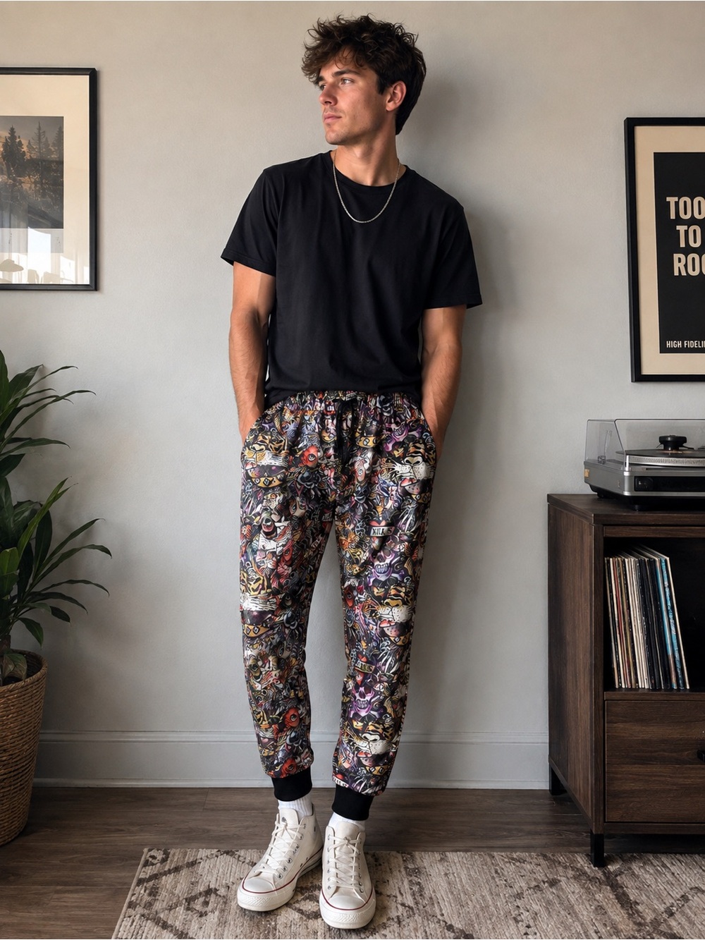 Ed Hardy Men’s Small Tattoo Print Lounge Jogger Pants